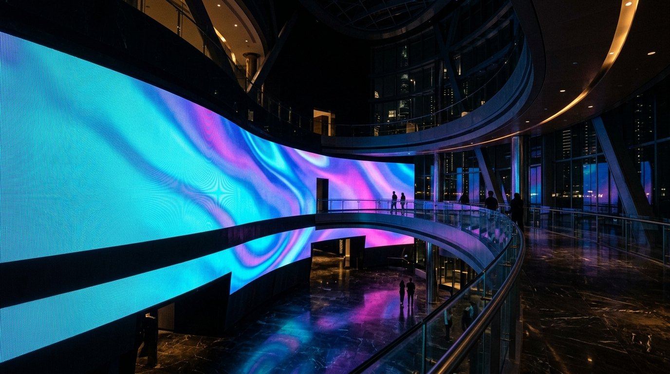 Curved Atrium Media Wall